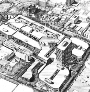 Draw-up of proposed mall. Image from Ramsey Library Special Collection